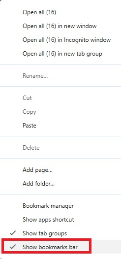 show bookmarks bar
